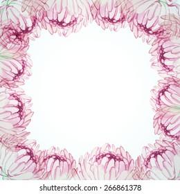 Watercolor frames with pink chrysanthemum