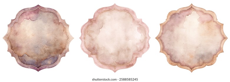 Watercolor frames, soft pastel colors, elegant design, vintage style, decorative borders, artistic elements, versatile use.