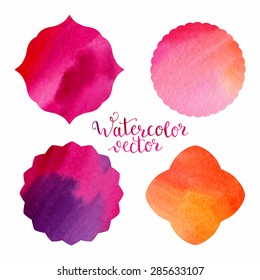 Watercolor frames templates, bright hand painted elements for design. Vector illustration