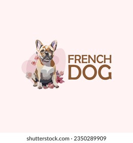 Watercolor frech bulldog in pastel tones logo