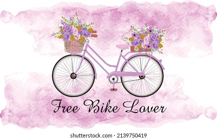 
watercolor free bike vector illustration