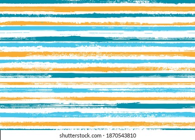 Watercolor freehand grunge stripes vector seamless pattern. Doodle maritime shirt textile design. Old style geometric grunge stripes, lines background graphics. Seamless pattern.
