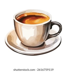 watercolor A freshly brewed cup of espresso illustration