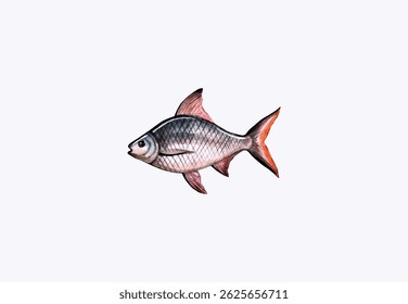 Watercolor freshwater carp vector illustration