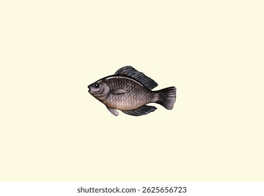 Watercolor freshwater carp vector illustration