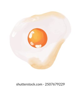 watercolor fried egg isolated on white background