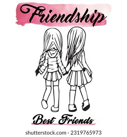 watercolor friendship illustration, happy Friendship day vector illustration