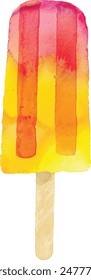 watercolor fruit popsicle isolated on white background.