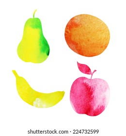 Watercolor fruit set