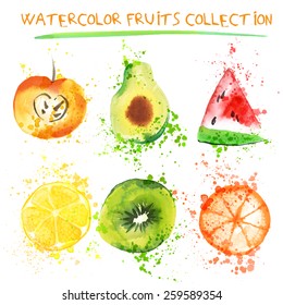 Watercolor fruit set