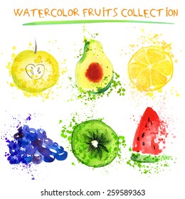 Watercolor fruit set