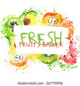 Watercolor fruits illustration