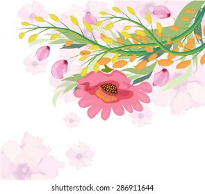 Watercolor Fuchsia flower