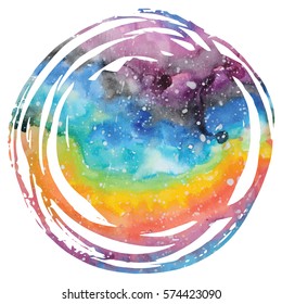 Watercolor galaxy background. Watercolor galaxy illustration. Vector trendy modern illustration.