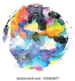 Watercolor galaxy background. Vector trendy modern illustration