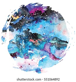 Watercolor galaxy background. Vector trendy modern illustration