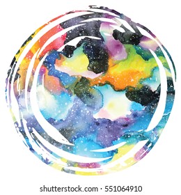 Watercolor galaxy background. Vector trendy modern illustration