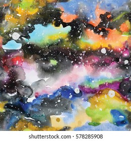 Watercolor galaxy illustration. Vector trendy modern illustration.