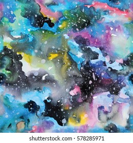 Watercolor galaxy illustration. Vector trendy modern illustration.