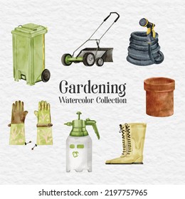 watercolor garden clip art illustration collection element