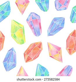 Watercolor Gem Seamless Pattern