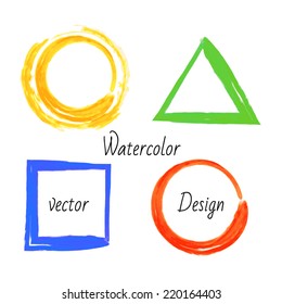 Watercolor geometric shapes collection, Rainbow vector