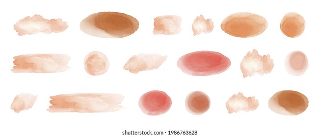 Watercolor geometric shapes vector set. Brush strokes collection vector