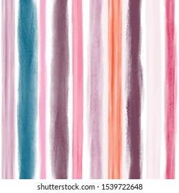 Watercolor geometric stripes seamless pattern