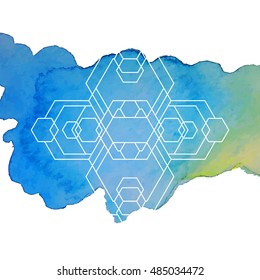 Watercolor and Geometry Vector Background in bohemian style