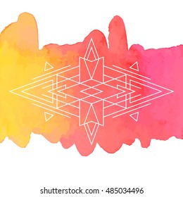 Watercolor and Geometry Vector Background in bohemian style