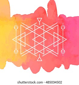 Watercolor and Geometry Vector Background in bohemian style