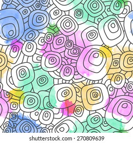 Watercolor geometry vector background. Seamless pattern.