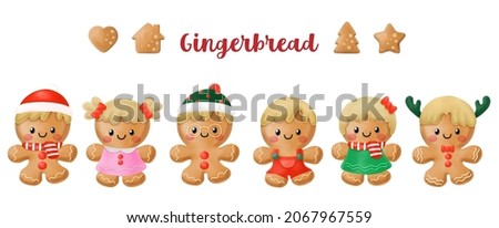 Watercolor Gingerbread Filled Clipart, Merry Christmas, Digital painting