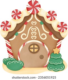 Watercolor gingerbread for invitation and greetings in happy season