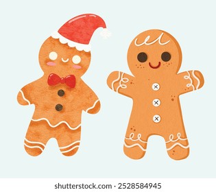 watercolor gingerman for winter decoration