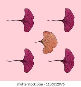 watercolor ginkgo leaves vector illustration