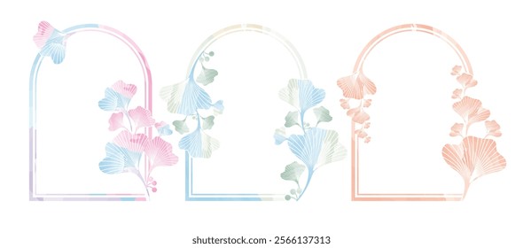 Watercolor ginkgo plant frame background for invitation or document