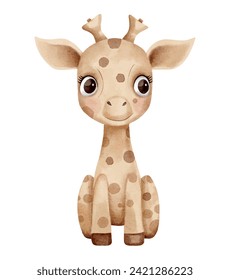 Watercolor giraffe. Giraffe vector illustration. Watercolor toys. Cute cartoon giraffe