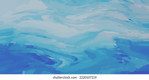 Watercolor Glass Art Drawing Vector Illustration Sea Painting