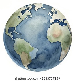 Watercolor globe. Globe Earth painted watercolor. Hand drawing. Vectorized watercolor illustration. isolated on white background . EPS available.
