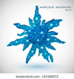watercolor glowing snowflake,vector