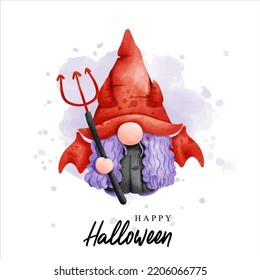 Watercolor gnome halloween, halloween vector illustration