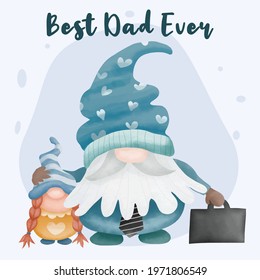 Watercolor gnomes father’s day illustration