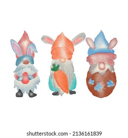 Watercolor Gnomes for Easter, Cute gnomes, Watercolor gnomes, Easter gnomes