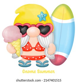 Aquarell Gnomes Summer Beach Clipart Kunst, Digital-Malerei