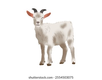 watercolor goat farm animal element clip art