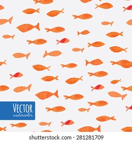 Watercolor gold koi fishes on the white background. 