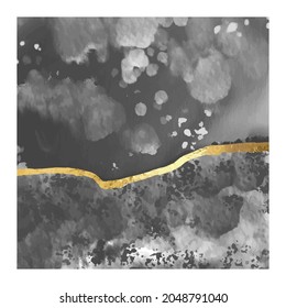 Watercolor gold template post for social media