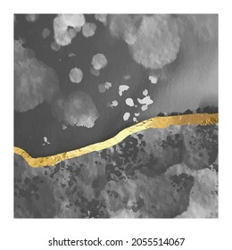 Watercolor gold template post for social media