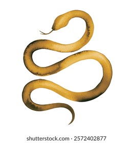 watercolor Golden Snake Pattern, 2025 Year of the Snake Decoration, 12 Zodiac Signs of the Snake, Chinese Year of the Snake, New Year, Lunar New Year